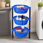 72 Pieces 3-Tier Plastic Storage Basket Rack, Blue, 40 x 30 x 18 cm