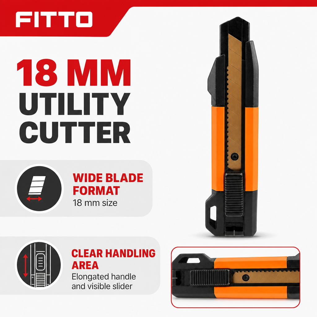 96 Pieces Utility Cutter 18 mm Orange and Black, Heavy-Duty Cutting Tool, 1 Piece