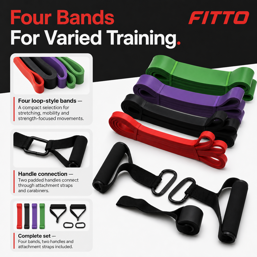 48 Pieces Resistance Bands Set, 4-Piece Home Workout Kit with Handles and Attachment Straps