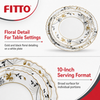 96 Pieces Opal Dinner Plate, 10 Inch, White Floral Tablewares for Dining and Table Settings