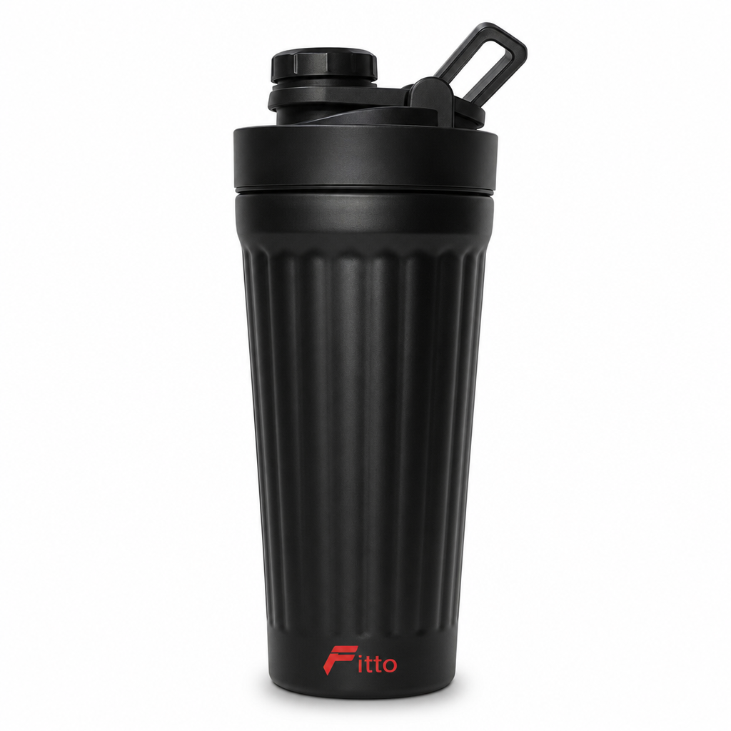 96 Pieces Stainless Steel Shaker Bottle with Mixer, 1000ml, Black