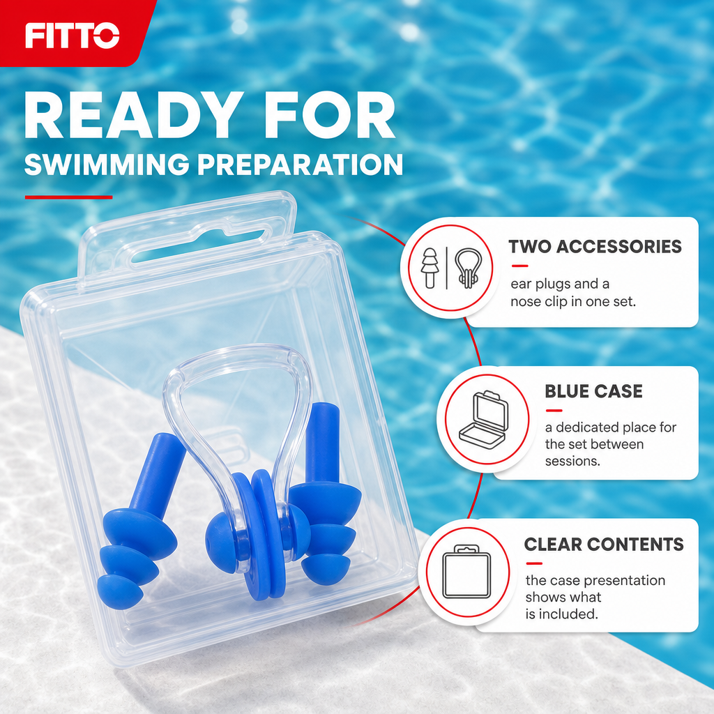 120 Pieces Swimming Ear Plugs and Nose Clip Set with Blue Case, Water Sports Accessory