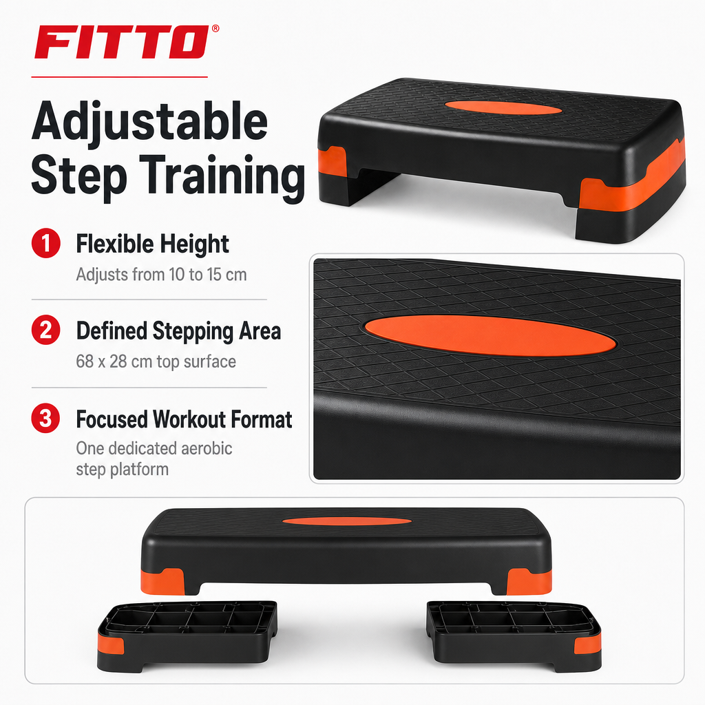 48 Pieces Aerobic Step Platform for Exercise, 68 x 28 cm, Adjustable 10–15 cm
