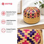 96 Pieces Handwoven Bamboo Round Decorative Storage Box with Lid, 5in
