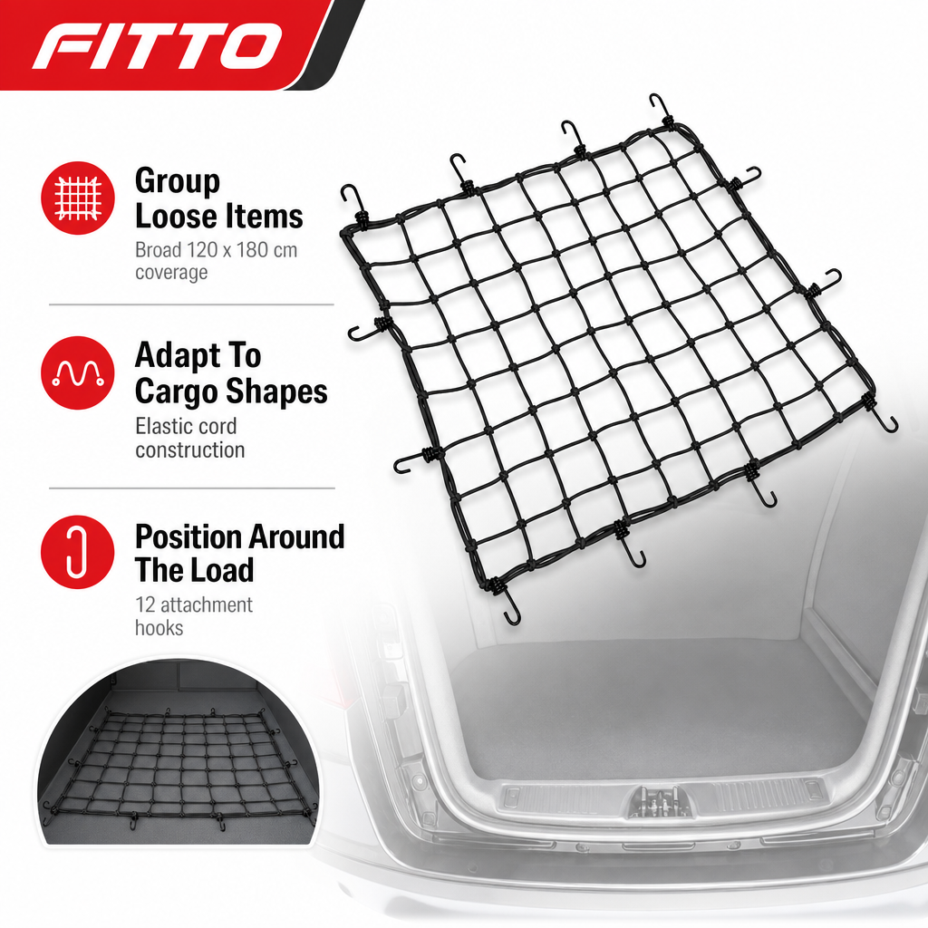 48 Pieces Elastic Cord Cargo Net, 120 x 180 cm, 12 Hooks for Vehicle Cargo