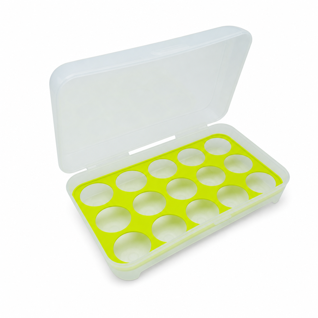 120 Pieces Egg Storage Tray with Lid, 15-Egg Plastic Organizer, Green or Orange