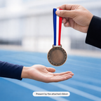 144 Pieces Plain Sports Medal with Red White Blue Ribbon, Bronze Award Recognition