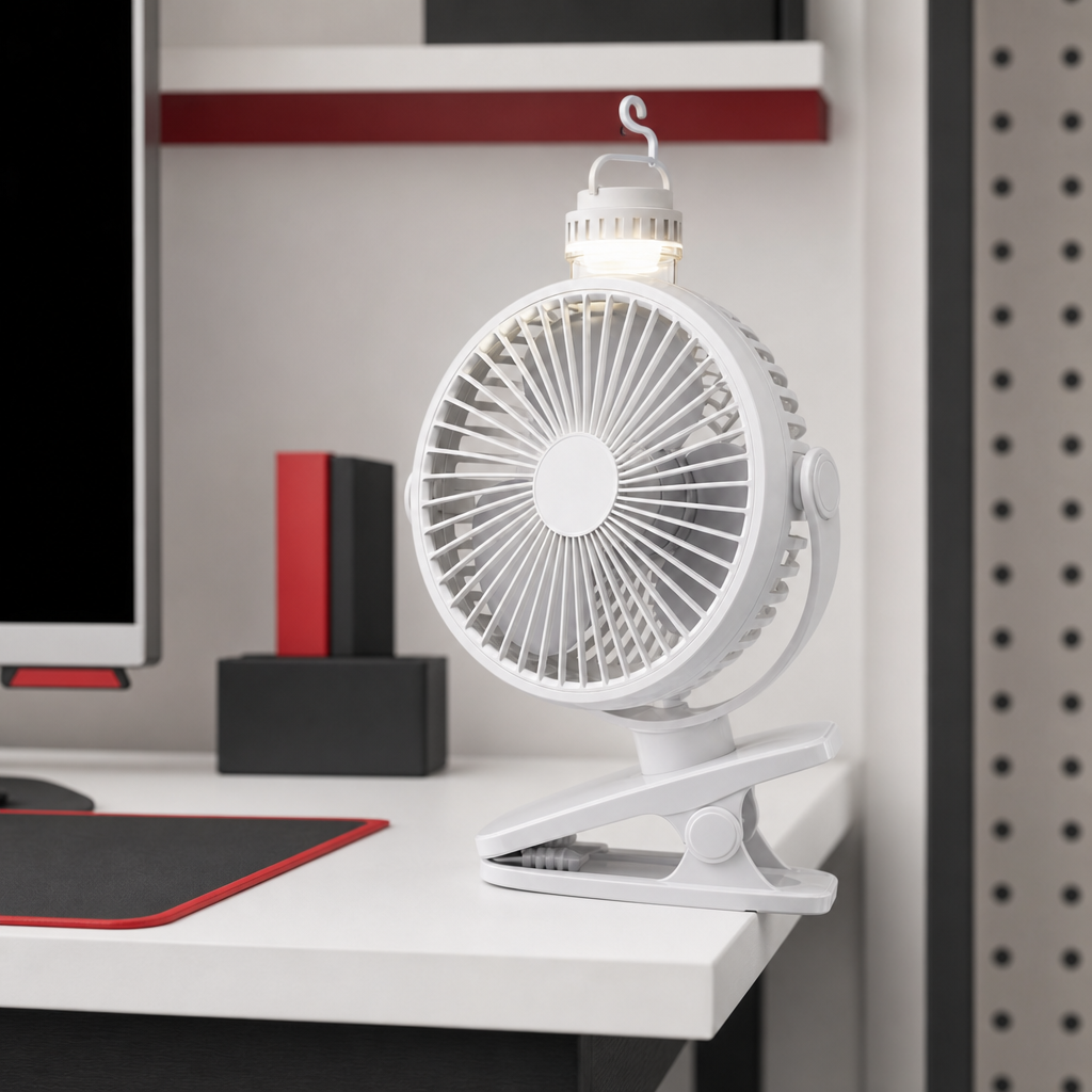 96 Pieces Portable Fans with Built-In Light, Clip-On and Hanging Design for Desk, Workspace and Indoor Use