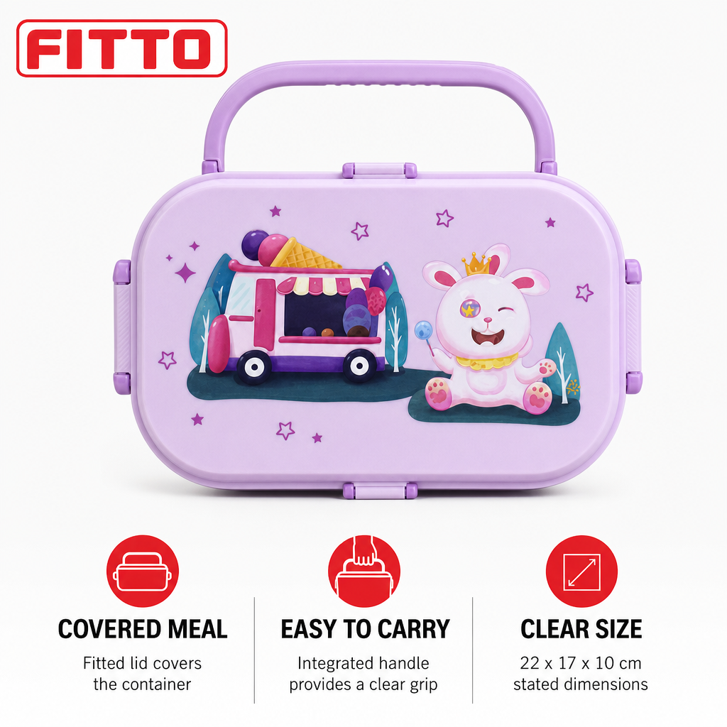 96 Pieces Purple Rectangular Lunch Box with Secure Lid and Handle, 1 Piece, 22 x 17 x 10 cm