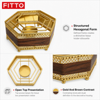 96 Pieces Decorative Hexagonal Tissue Box Holder, Gold and Brown, 1 Piece
