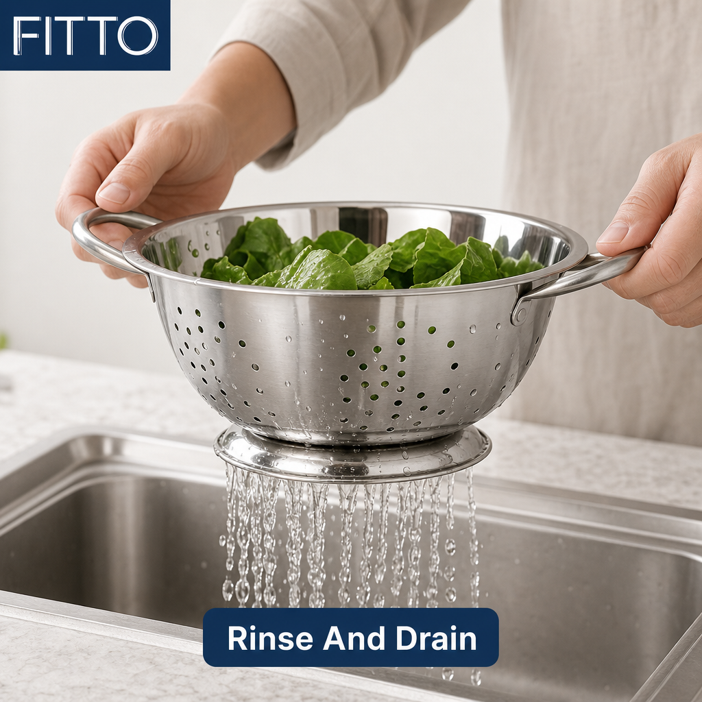 96 Pieces Stainless Steel Deep Colander with Handles, 28 cm
