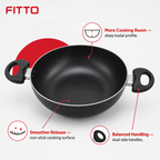 72 Pieces Non-Stick Kadai Deep Frying Pan with Dual Handles, 26 cm, Black, 1 Piece