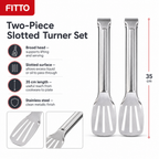 96 Pieces Stainless Steel Slotted Turner Set, 2-Piece Kitchen Utensils, 35 cm