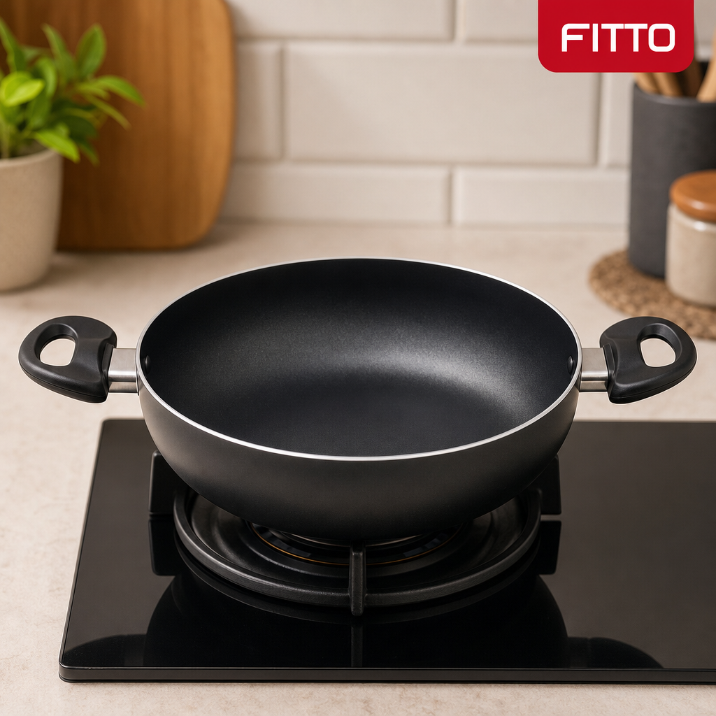 72 Pieces Non-Stick Deep Frying Pan, 26 cm Round Cookwares with Dual Side Handles