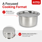 48 Pieces Stainless Steel Cooking Pan with Plain Bottom, 26 cm