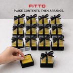 60 Pieces Acrylic Favor Boxes, Black Square Ribbon Presentation Boxes, 6.5 x 6.5 x 7.2 cm, 12 Pieces