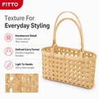 72 Pieces Handwoven Natural Fiber Basket Handbags with Double Handles, Beige, 30.2 cm