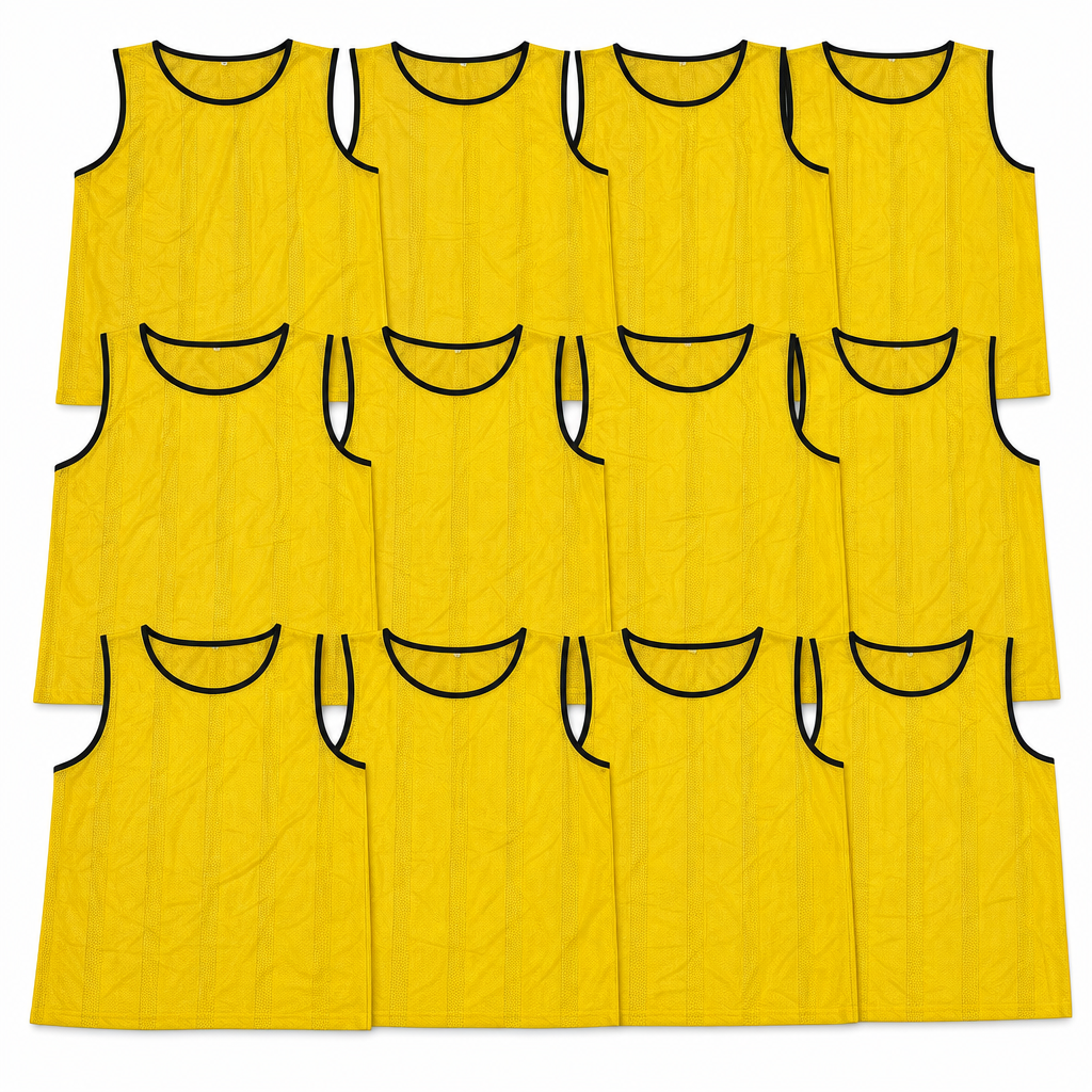 48 Pieces Mesh Sports Training Bib Vests, Small Size, Yellow, 12-Piece Pack