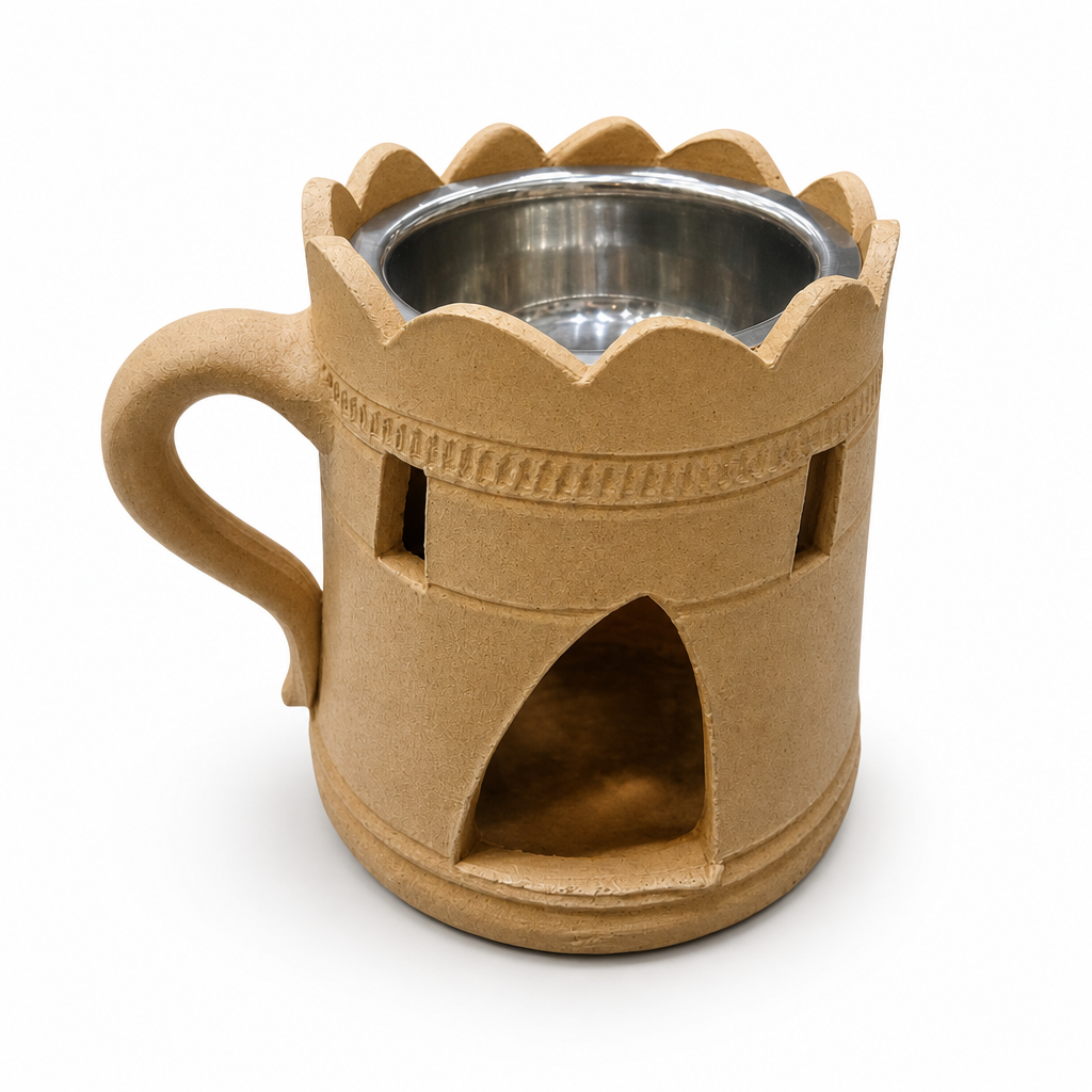96 Pieces Terracotta Incense Burner with Handle and Metal Bowl, Decorative Bakhoor Holder, 20 x 15 x 15 cm