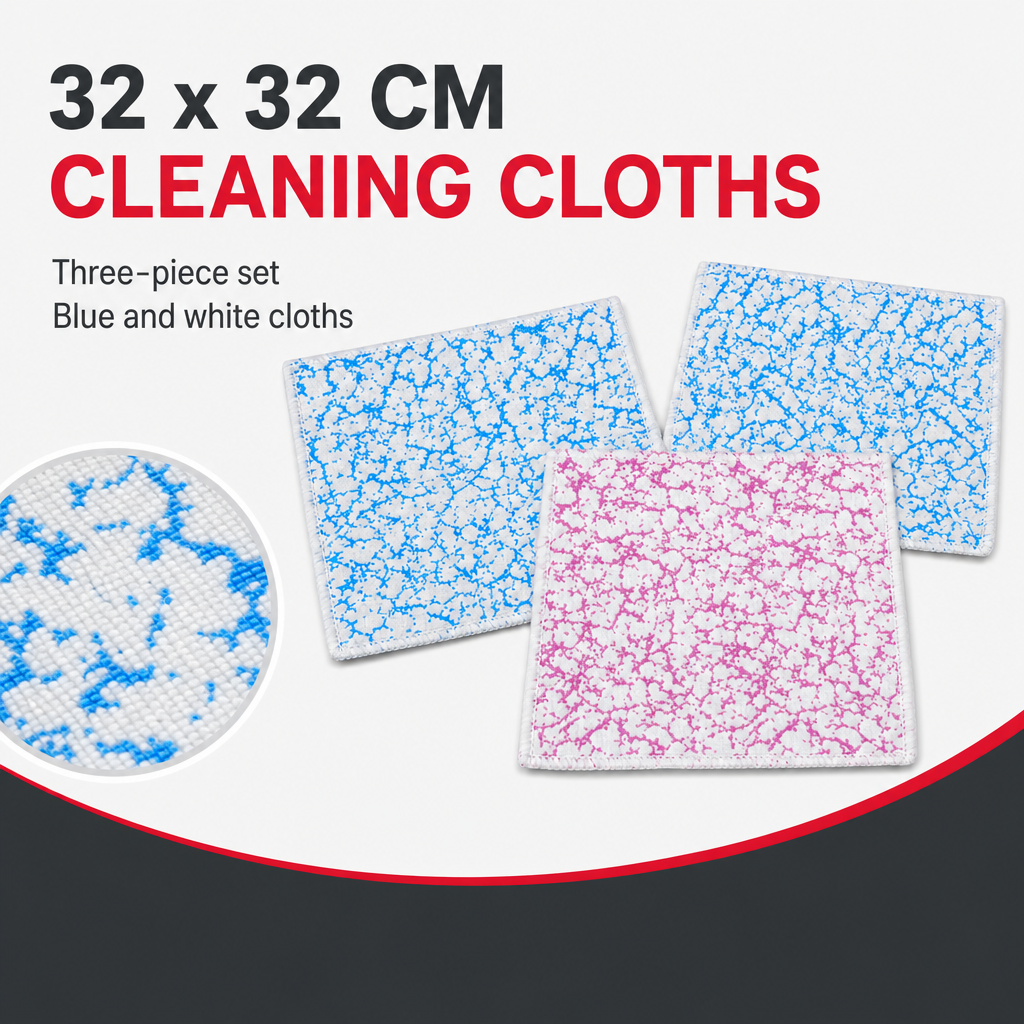 96 Pieces Microfiber All-Purpose Cleaning Cloths, 32 x 32 cm, Blue and White, 3-Pack