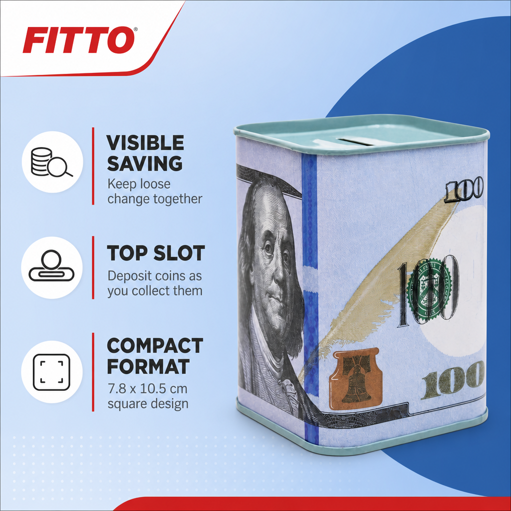 240 Pieces Coin Savings Box, Metal Currency-Note Design, Square Money Box, Blue, 7.8 x 10.5 cm