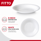 96 Pieces Opal Glass Soup Plate, 9 Inch, White Round Tablewares Dish