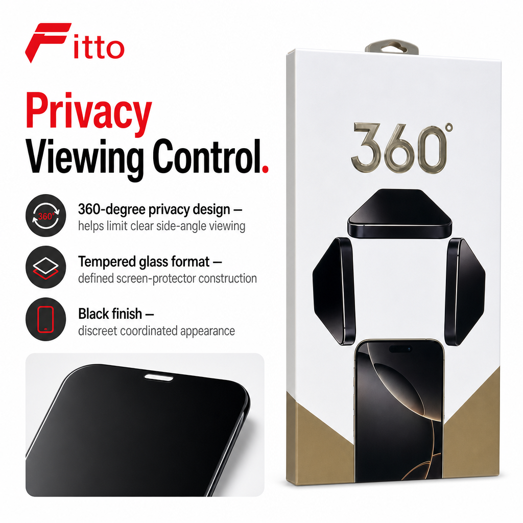 120 Pieces 360-Degree Privacy Tempered Glass Screen Protectors, Black, 1 Piece