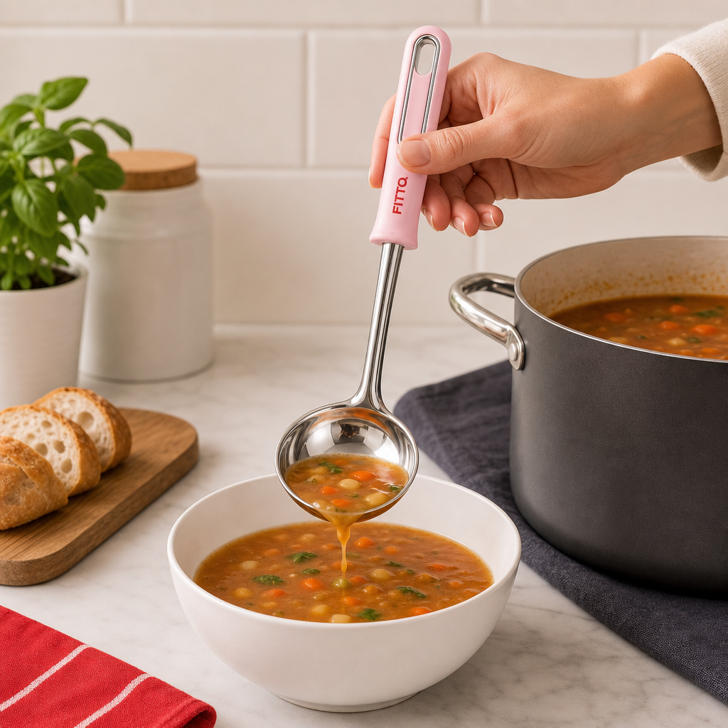 120 Pieces Stainless Steel Soup Ladle with Pink Handle, 31 cm, Deep Bowl for Cooking and Serving