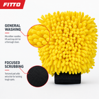 96 Pieces Car Wash Mitt, 2-in-1 Microfiber Cleaning Glove, Yellow, 25 x 18 x 7 cm