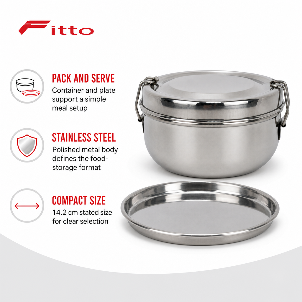 72 Pieces Stainless Steel Lunch Box with Plate, 14.2 cm