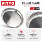 96 Pieces Stainless Steel Rice Plate, 25 cm, Round Serving Dish for Meals