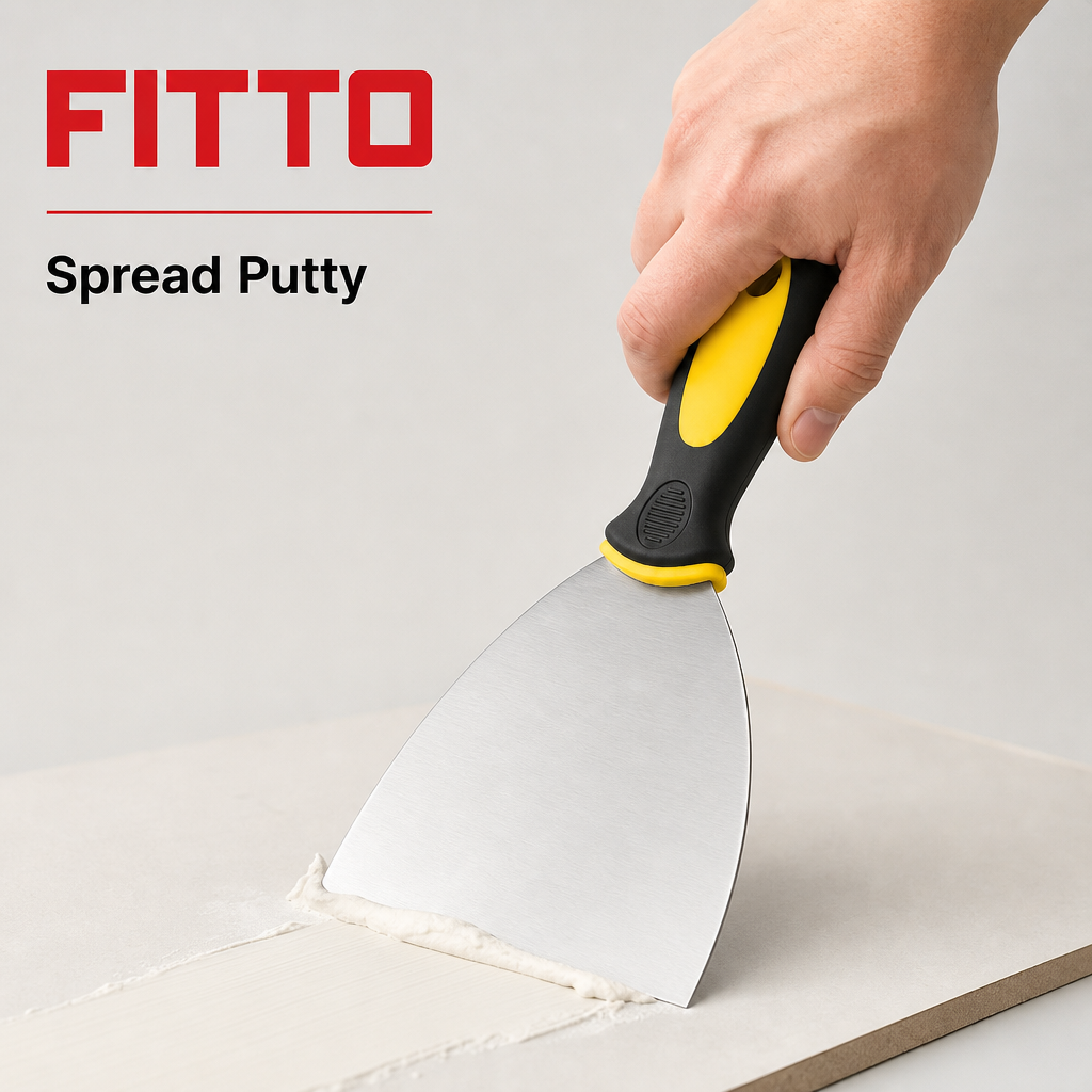 144 Pieces 5 Inch Putty Knife Paint Scraper with Rubber Handle, Yellow Black Silver, 1 Piece