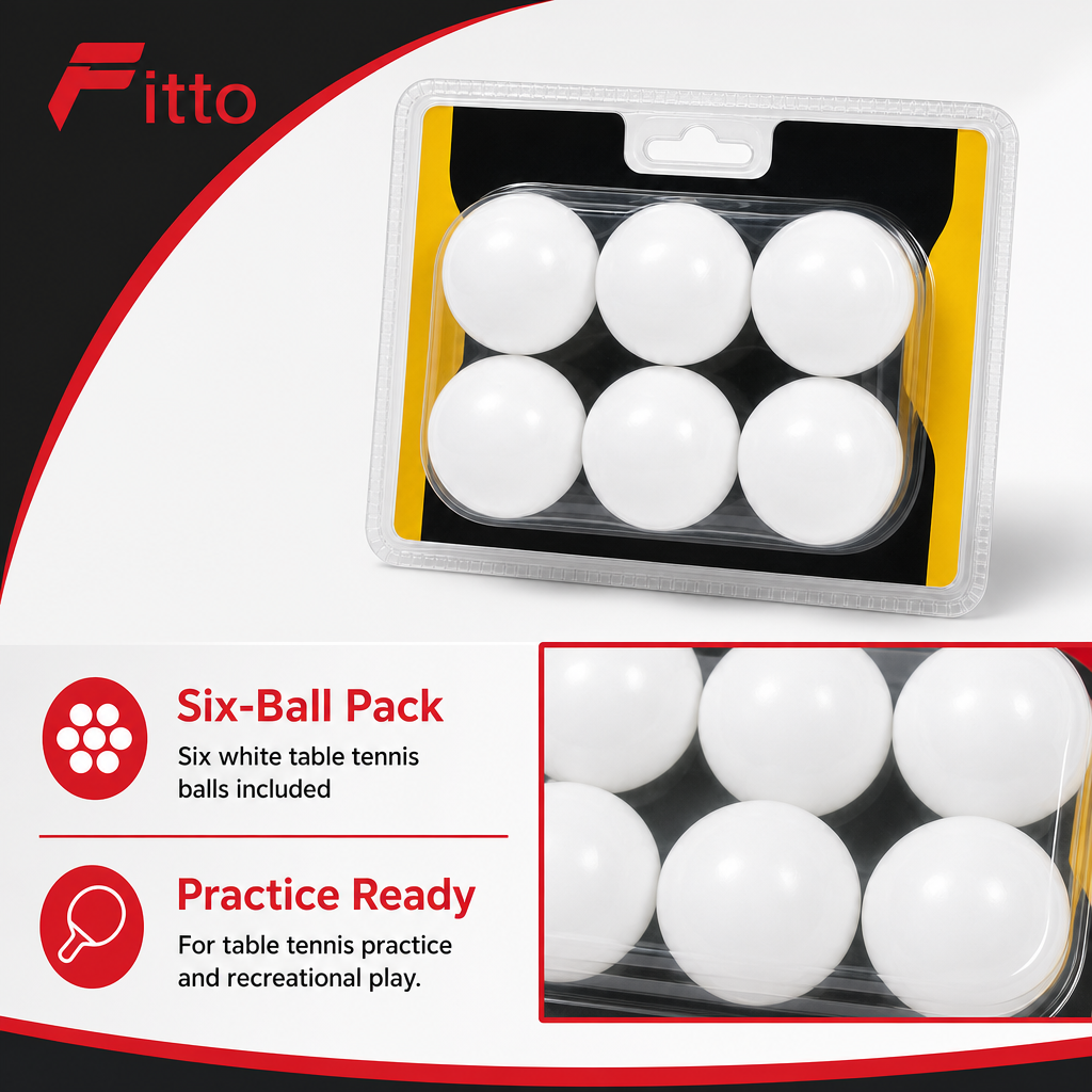 144 Pieces Table Tennis Balls, White, 6-Piece Pack for Practice and Recreational Play