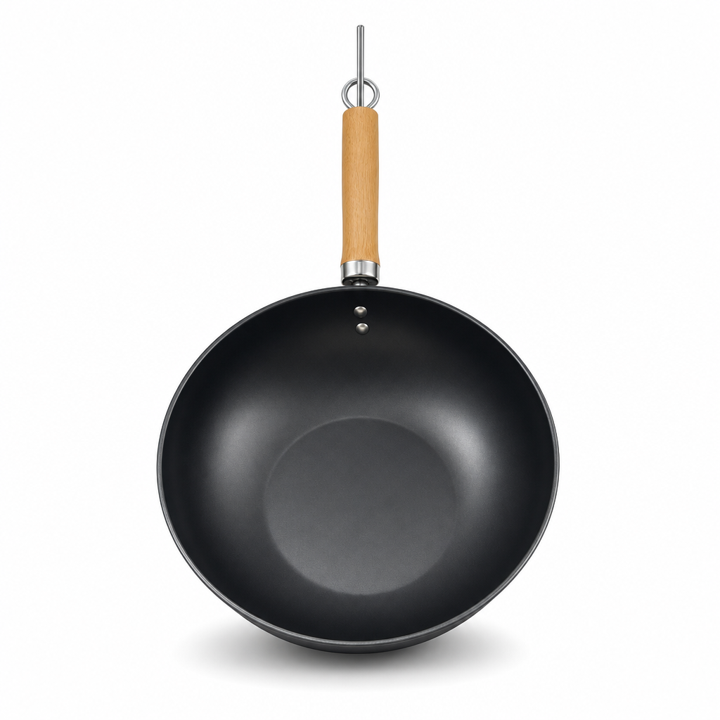96 Pieces Non-Stick Wok Frying Pan with Wooden Handle, 28 cm