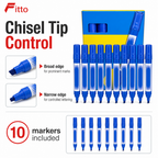 96 Pieces Chisel Tip Permanent Markers, 10 Pieces, Blue Marker Set for Paper, Metal, Glass and Plastic