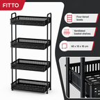60 Pieces Four-Tier Metal Storage Rack with Ventilated Basket Shelves, Black