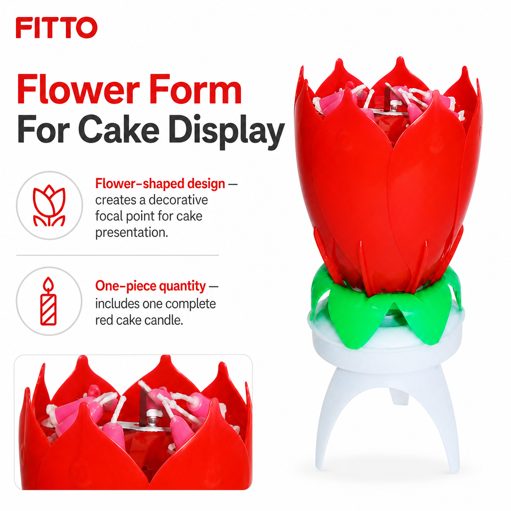 120 Pieces Red Flower Music Cake Candle, 1 Piece, Cake Decoration