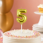 240 Pieces Number 5 Birthday Cake Candle, Gold, 6 cm