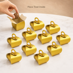 96 Pieces Candy Favor Boxes with Handles, Gold, 7 x 7 x 8 cm, 12 Pieces
