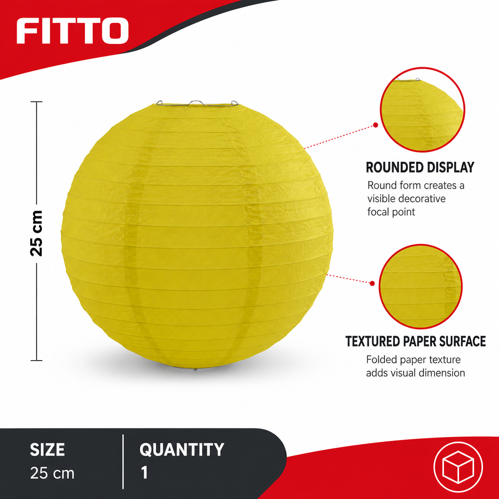 144 Pieces Yellow Paper Wire Lantern, 25 cm, Round Party Decorations, 1 Piece