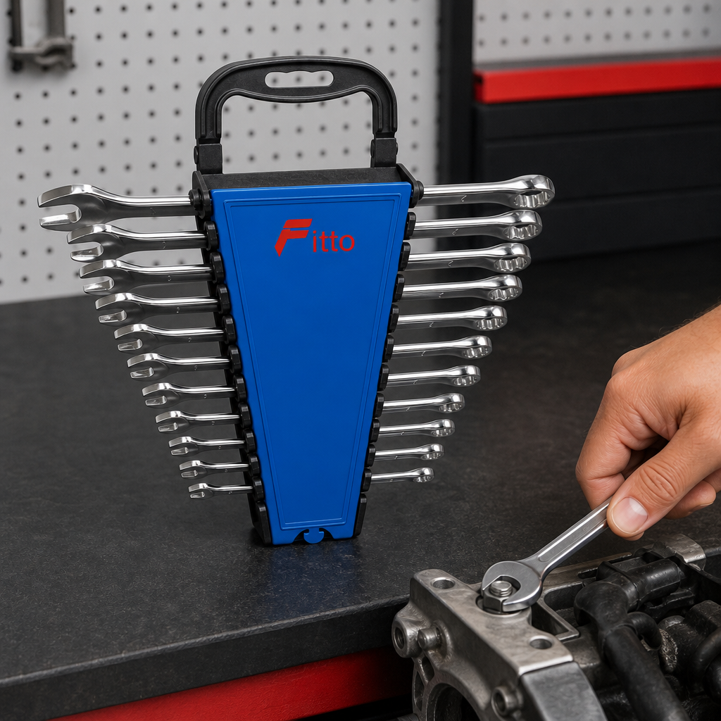 72 Pieces Combination Spanner Wrench Set, 6mm–22mm, 12 Pieces with Blue Holder, Silver