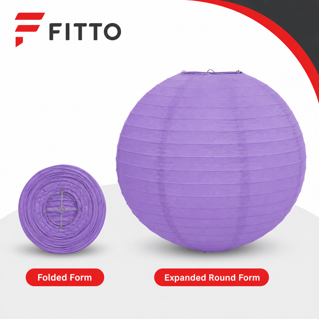 144 Pieces Purple Paper Wire Lantern, 25 cm, 1 Piece Party Decorations