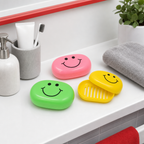 240 Pieces Pink Green and Yellow Smiley Plastic Soap Cases, 3 Pieces