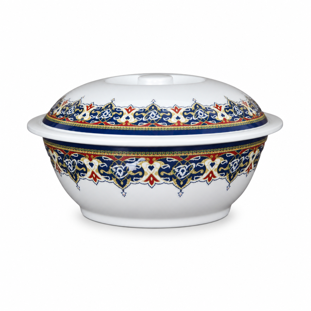 96 Pieces Melamine Serving Bowl with Lid, Decorative Pattern, 9 Inch Covered Tablewares
