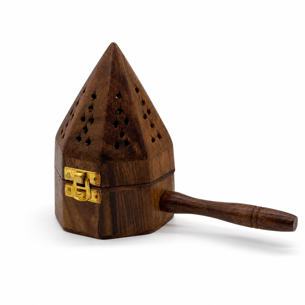 96 Pieces Wooden Incense Burner House with Handle, 3.5 Inch, Brown