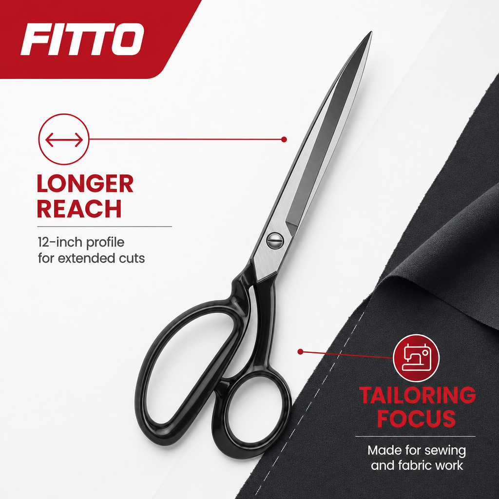 72 Pieces Heavy-Duty Tailoring Shears, 12 Inch (30.5 cm), Black and Silver, 1 Piece