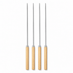 144 Pieces Stainless Steel Barbecue Skewer Set with Wooden Handles, 4-Piece, 45 cm