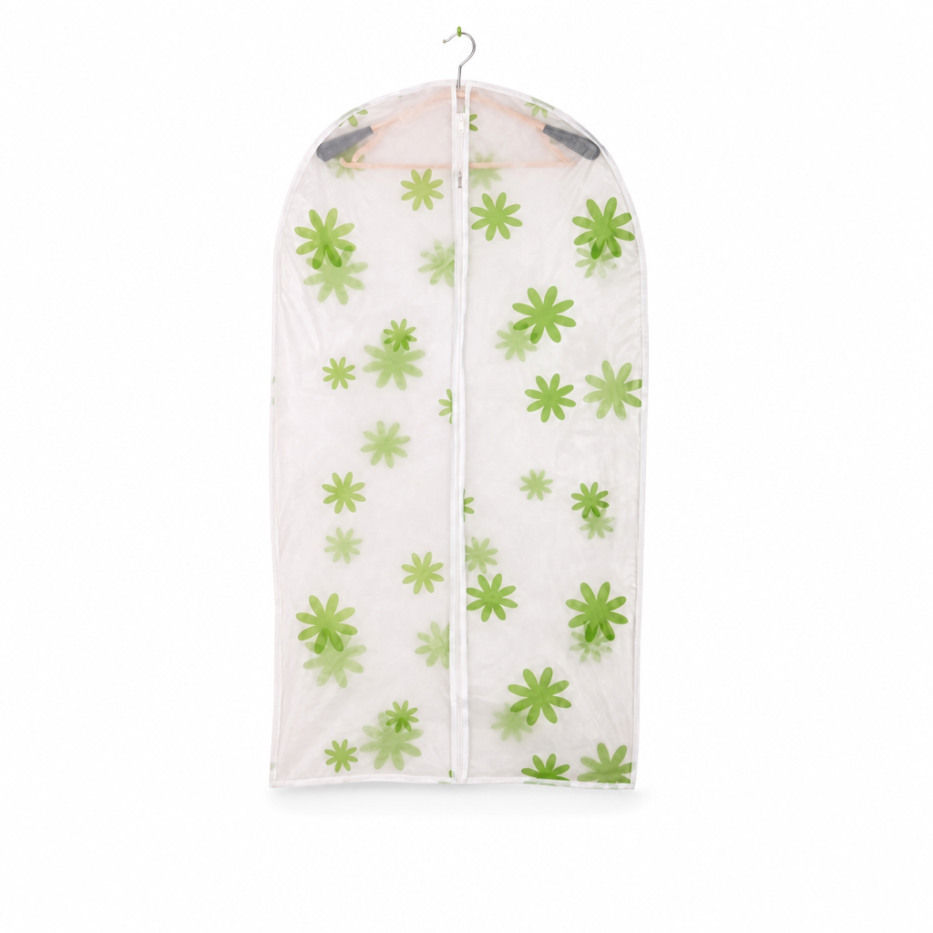 144 Pieces Clothing Protective Cover, White and Green Floral Pattern, 60 × 105 cm, 1 Piece
