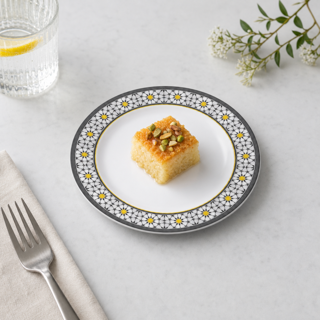 144 Pieces Melamine Dinner Plate, 7 Inch, Round Floral Pattern for Table Settings