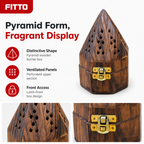 96 Pieces Wooden Pyramid Incense Burner Box with Latch and Ventilation Holes, Brown, 3.5 Inch